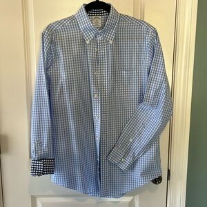 Blue and white checked Brooks brothers medium 1818 Regent